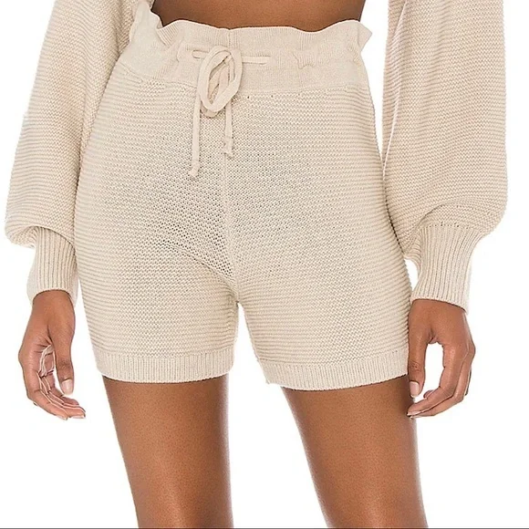 Onzie Ribbed Cozy Knit Biker Shorts Sand High Waisted